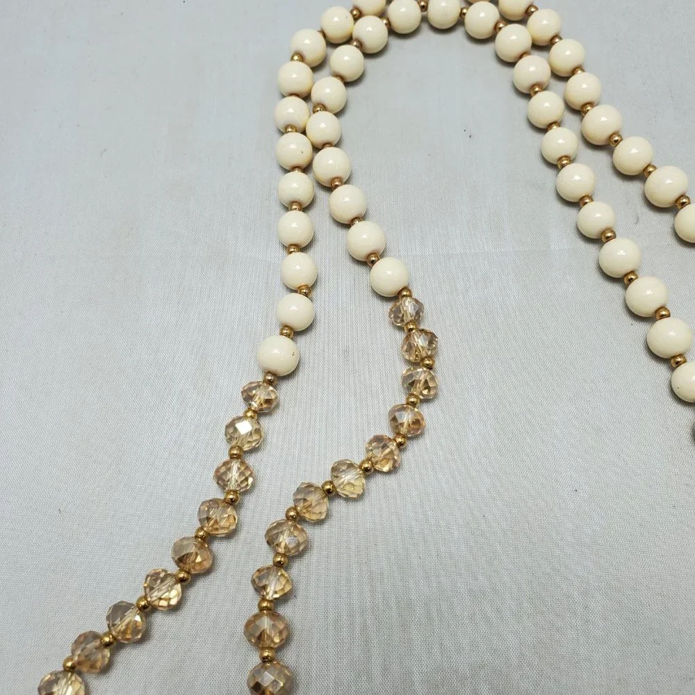 DSW Ivory & topaz beaded necklace with gold tassel - Picture 7 of 11